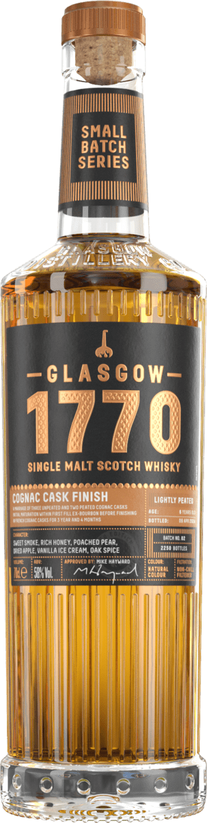 Scrolling image forGlasgow 1770 Cognac Cask Finish Batch 02 (Lightly Peated)